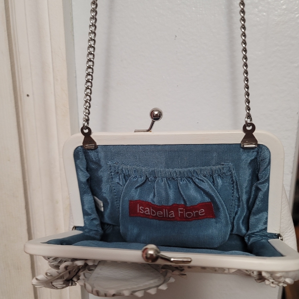 Small white leather Isabella Fiore party bag